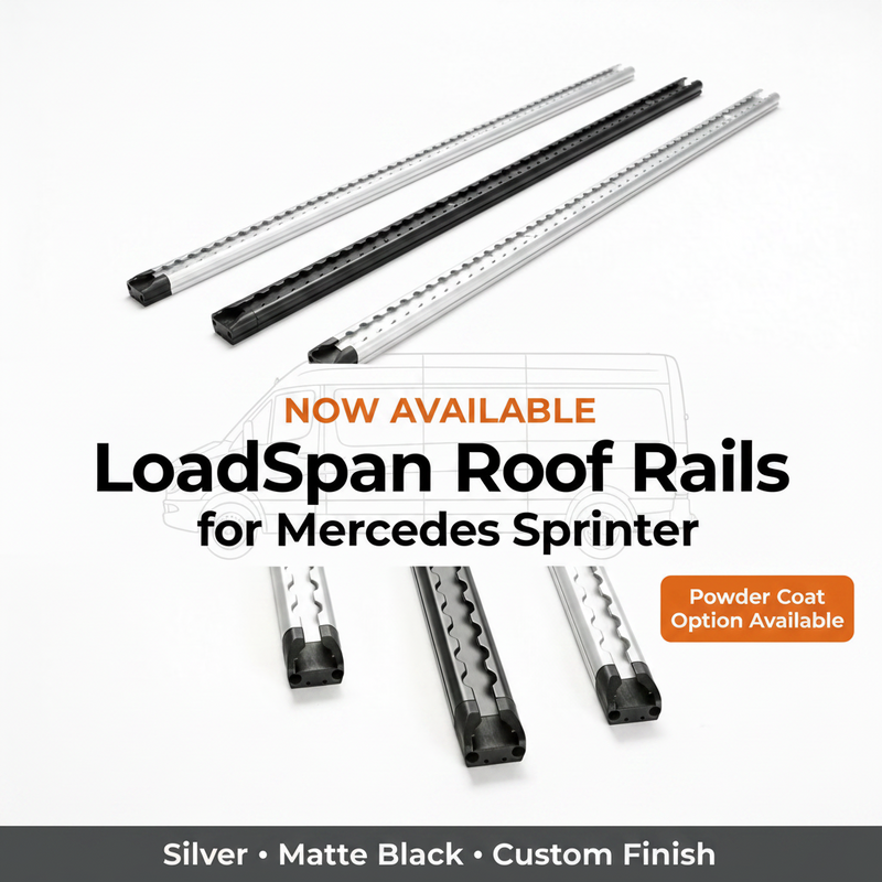 Mercedes Sprinter: LoadSpan-T™ Roof Rails with L-Track & 25mm T-Slot