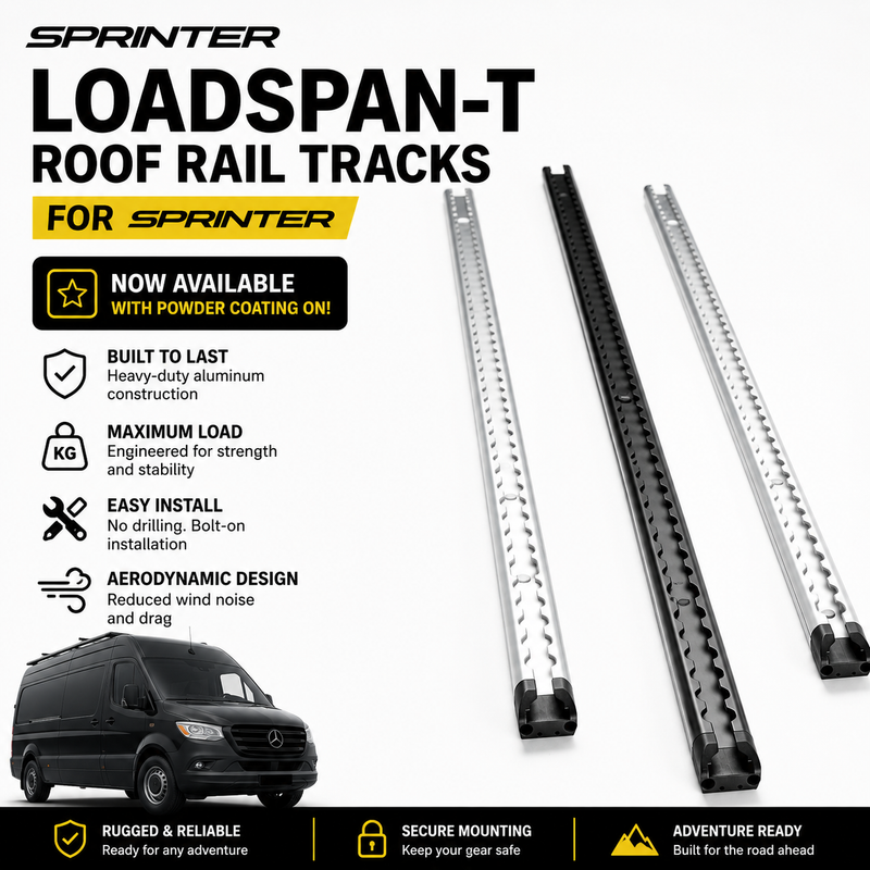 Mercedes Sprinter: LoadSpan-T™ Roof Rails with L-Track & 25mm T-Slot