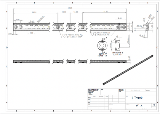 CLEARANCE: L - Track Rail – 58.5” x 1.5” (Set of 2) - DVA Mechanics