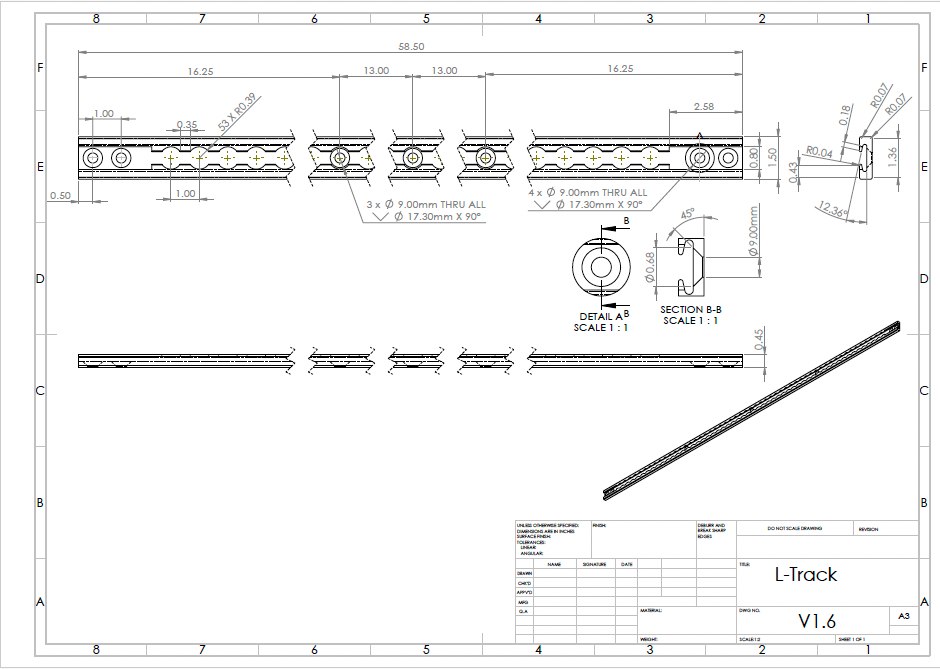 CLEARANCE: L - Track Rail – 58.5” x 1.5” (Set of 2) - DVA Mechanics