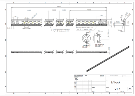 CLEARANCE: L - Track Rail – 58.5” x 1.5” (Set of 2) - DVA Mechanics